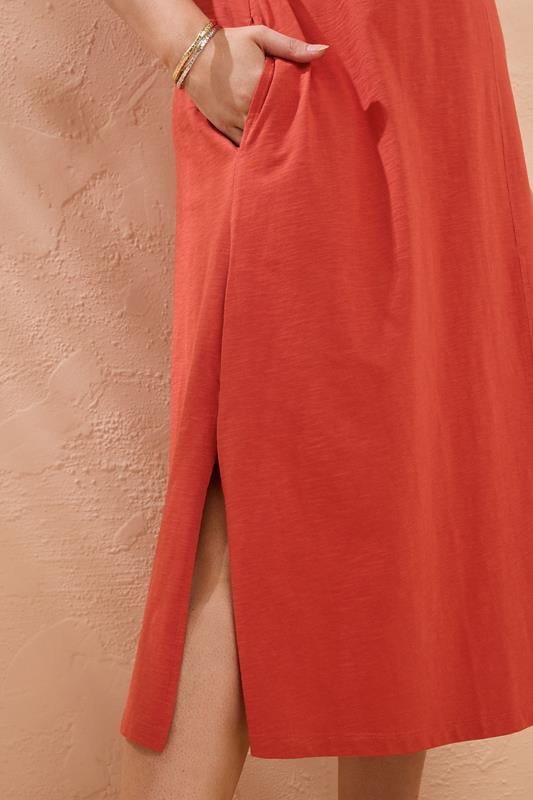 Evans EVANS Curve Burnt Orange Premium Cotton Dress