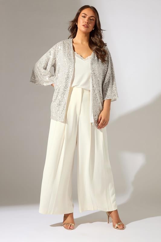 Evans EVANS Curve Champagne Gold Sequin Embellished Kimono