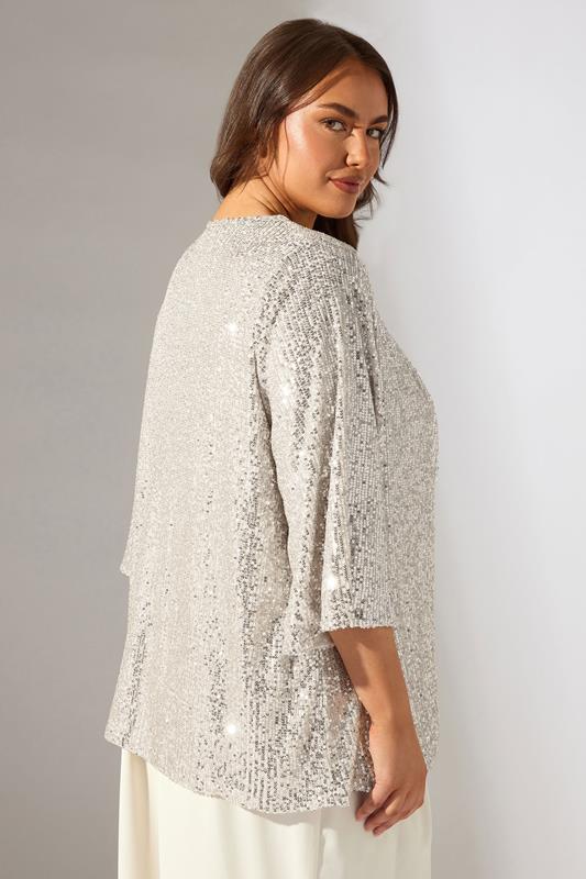Evans EVANS Curve Champagne Gold Sequin Embellished Kimono