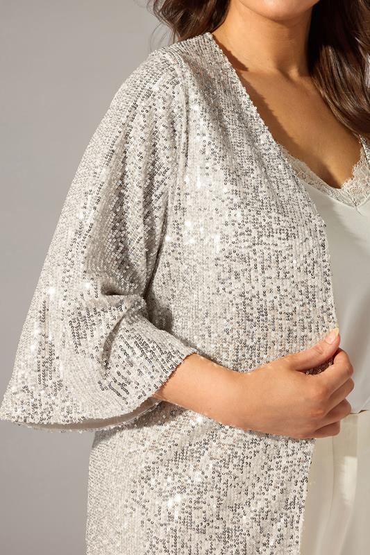 Evans EVANS Curve Champagne Gold Sequin Embellished Kimono
