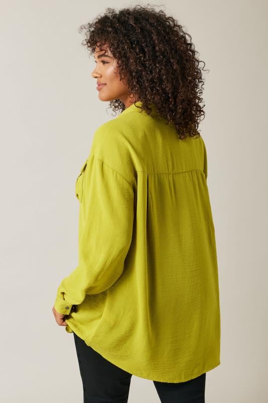 Evans EVANS Curve Chartreuse Green Long Sleeve Utility Shirt