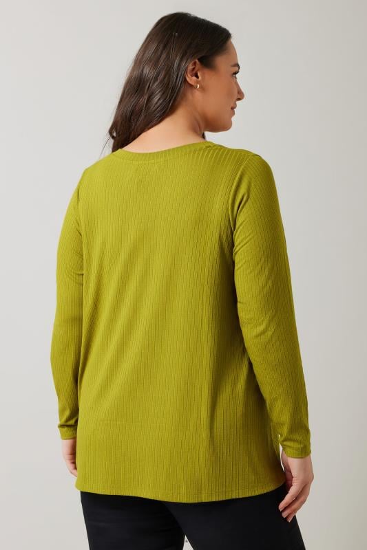 Evans EVANS Curve Chartreuse Green Premium Ribbed Modal Blend Swing Top