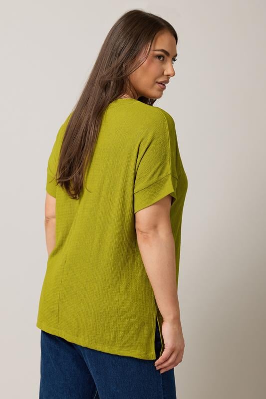 Evans EVANS Curve Chartreuse Green Seam Front Jersey Crepe Top