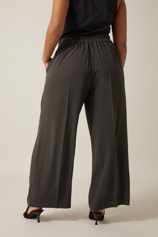 Evans EVANS Curve Chocolate Brown Wide Leg Tailored Trousers