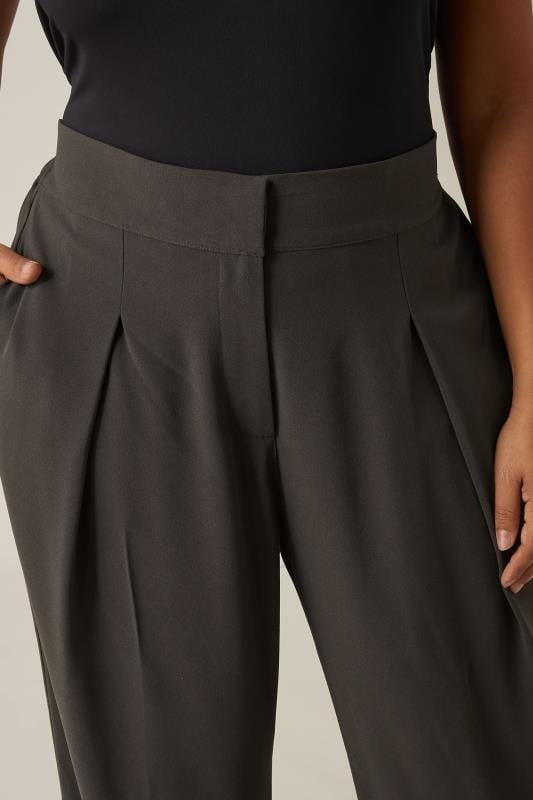 Evans EVANS Curve Chocolate Brown Wide Leg Tailored Trousers