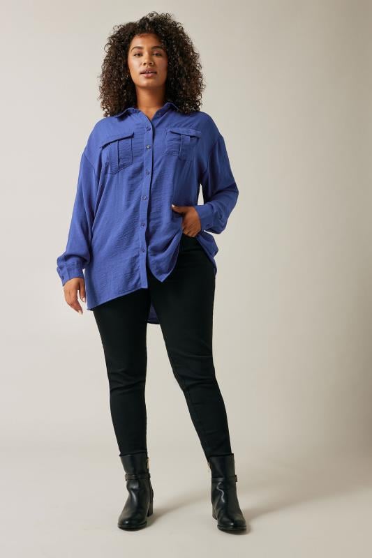 Evans EVANS Curve Cobalt Blue Long Sleeve Utility Shirt