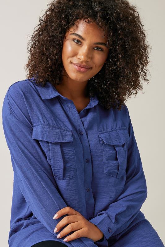 Evans EVANS Curve Cobalt Blue Long Sleeve Utility Shirt