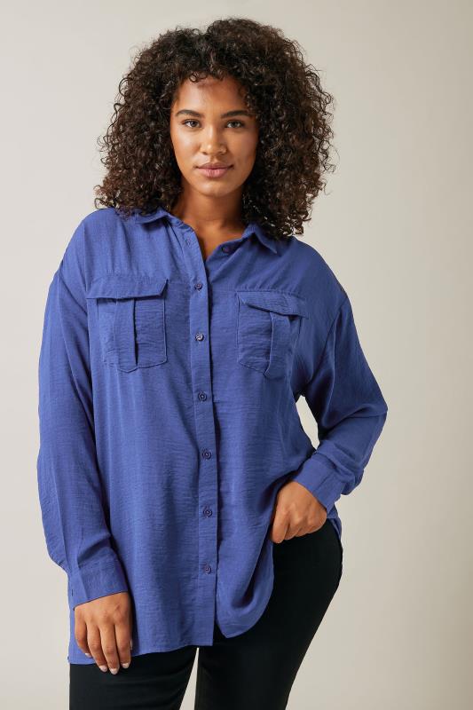 evans EVANS Curve Cobalt Blue Long Sleeve Utility Shirt