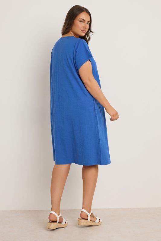 Evans EVANS Curve Cobalt Blue Premium Cotton Mini Dress