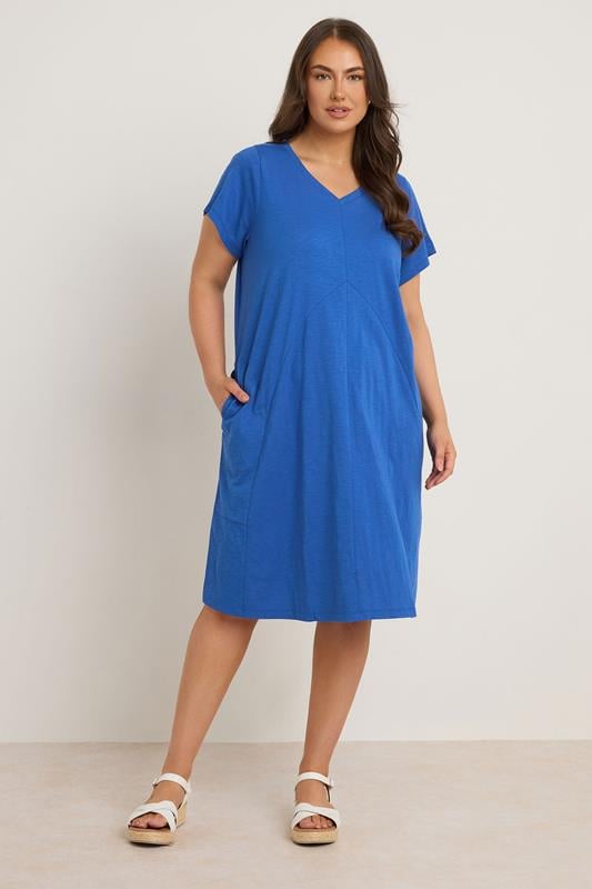 evans EVANS Curve Cobalt Blue Premium Cotton Mini Dress