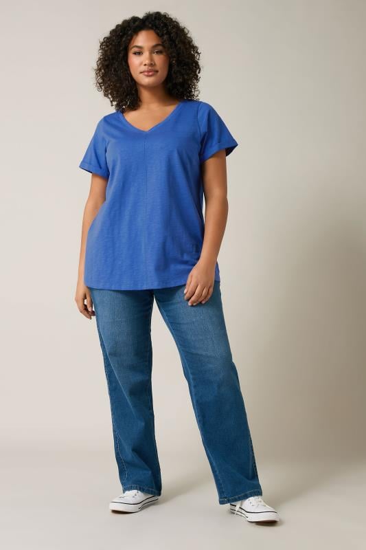 Evans EVANS Curve Cobalt Blue Premium Cotton T-Shirt