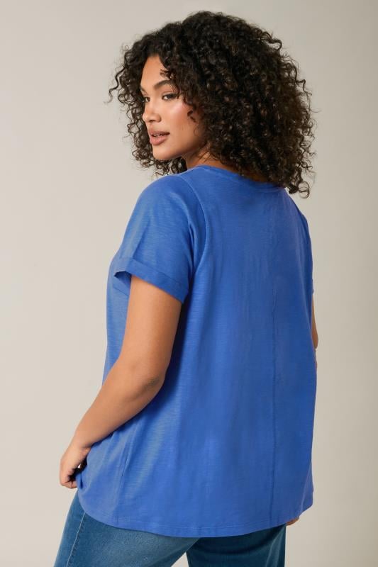 Evans EVANS Curve Cobalt Blue Premium Cotton T-Shirt