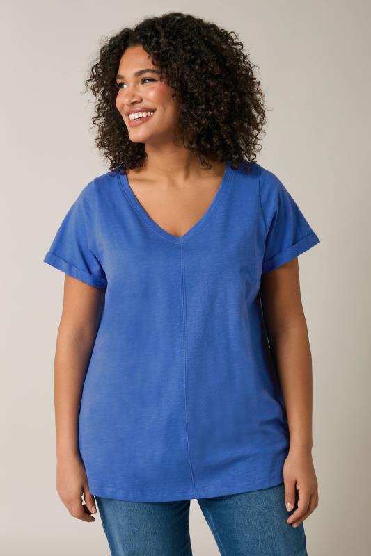 Evans EVANS Curve Cobalt Blue Premium Cotton T-Shirt