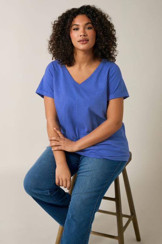 evans EVANS Curve Cobalt Blue Premium Cotton T-Shirt