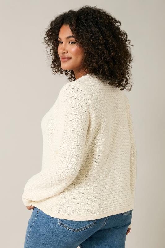 Evans EVANS Curve Cream Button Through Knitted Cardigan