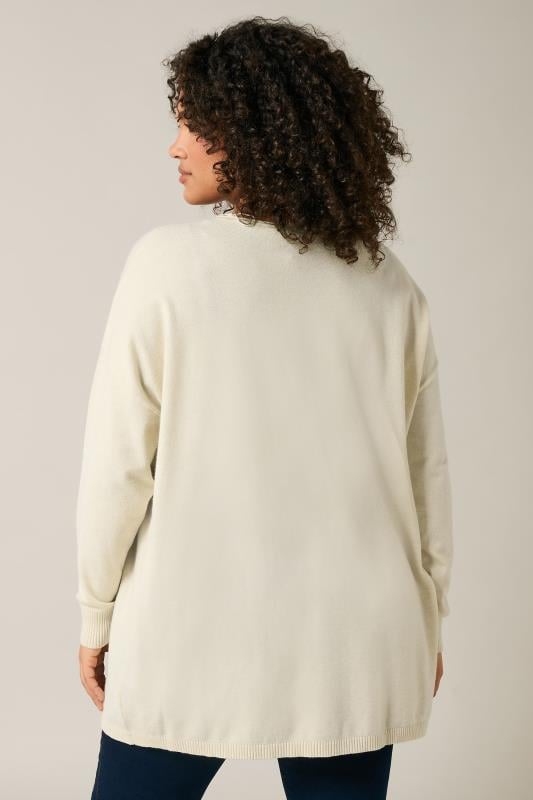 Evans EVANS Curve Cream Pocket Front Knitted Jumper