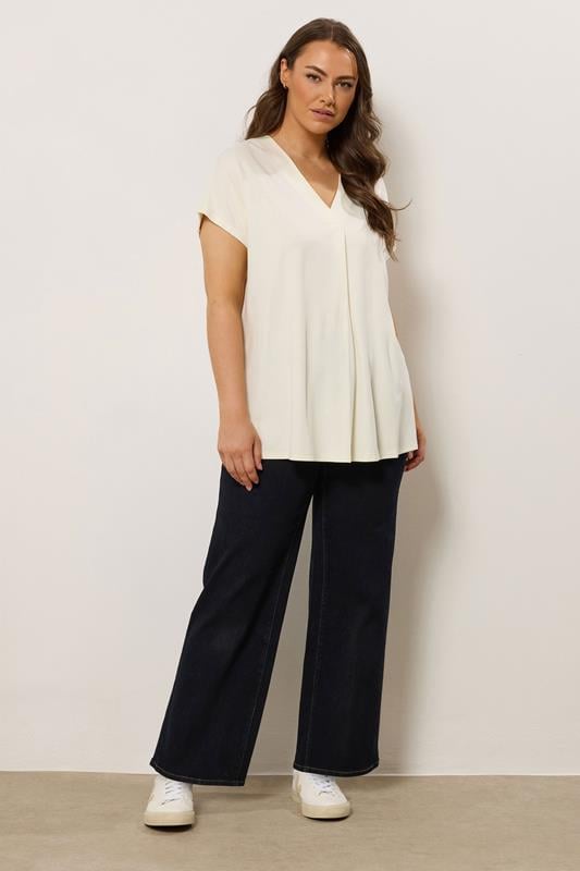 Evans EVANS Curve Cream Premium Jersey Pleat Swing Top