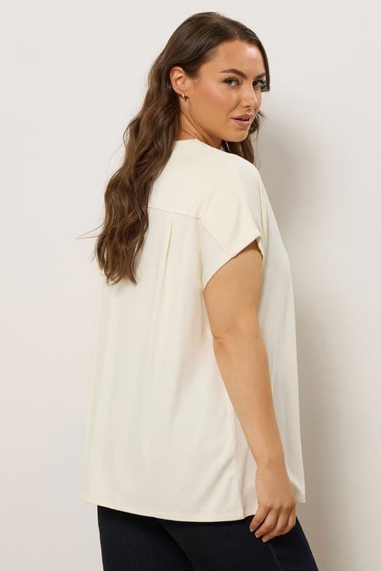 Evans EVANS Curve Cream Premium Jersey Pleat Swing Top