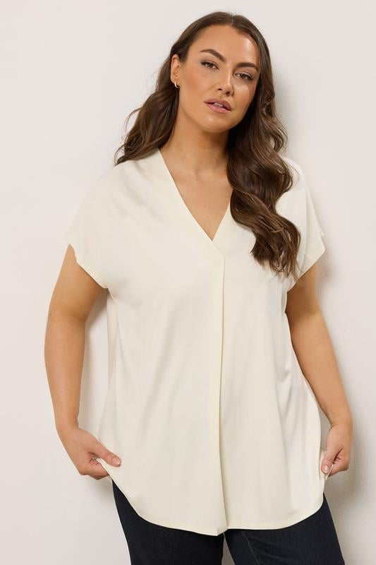 evans EVANS Curve Cream Premium Jersey Pleat Swing Top