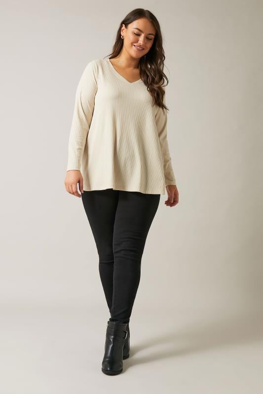 Evans EVANS Curve Cream Premium Ribbed Modal Blend Swing Top