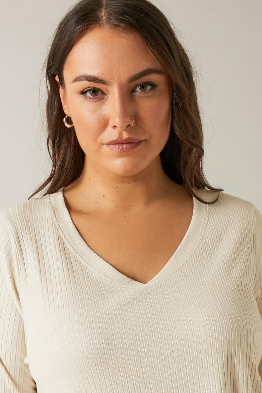 Evans EVANS Curve Cream Premium Ribbed Modal Blend Swing Top