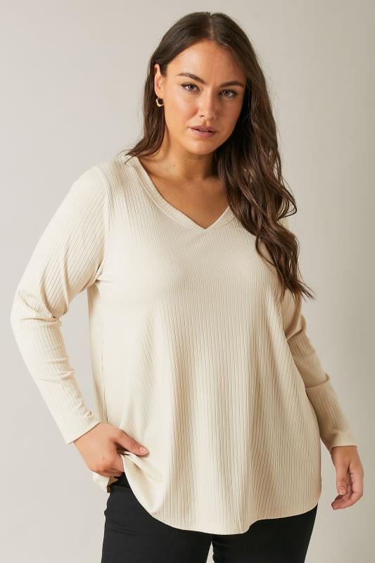 evans EVANS Curve Cream Premium Ribbed Modal Blend Swing Top