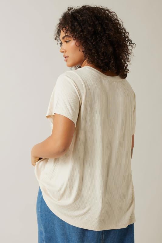 Evans EVANS Curve Cream Premium Ribbed Modal Blend T-Shirt