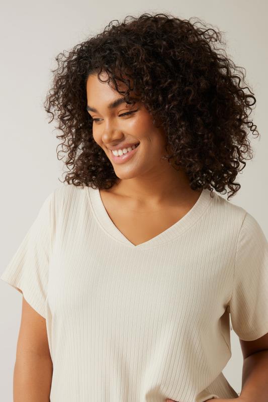 Evans EVANS Curve Cream Premium Ribbed Modal Blend T-Shirt