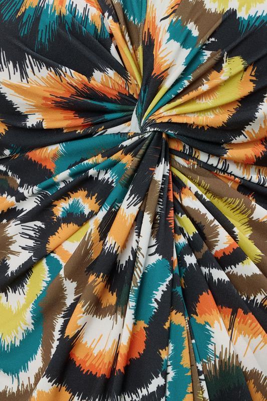 Evans EVANS Curve Dark Green Smudge Print Twist Front Dress