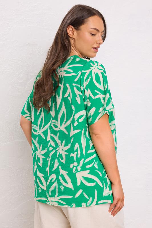 Evans EVANS Curve Green Abstract Print Angel Sleeve Top