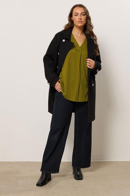 Evans EVANS Curve Green Premium Jersey Pleat Swing Top