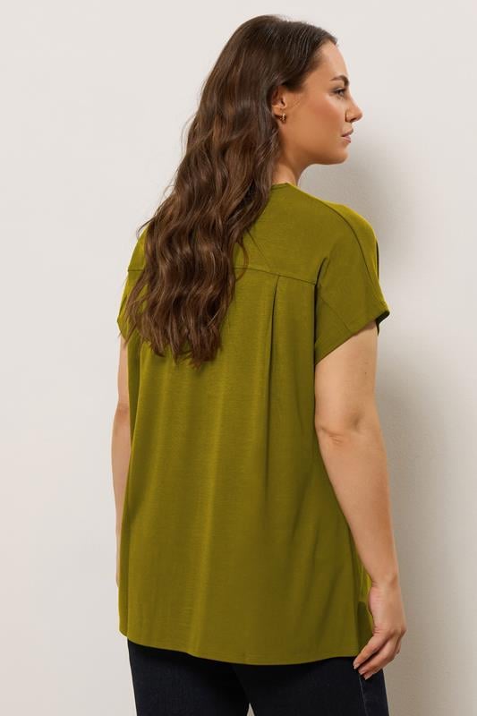 Evans EVANS Curve Green Premium Jersey Pleat Swing Top