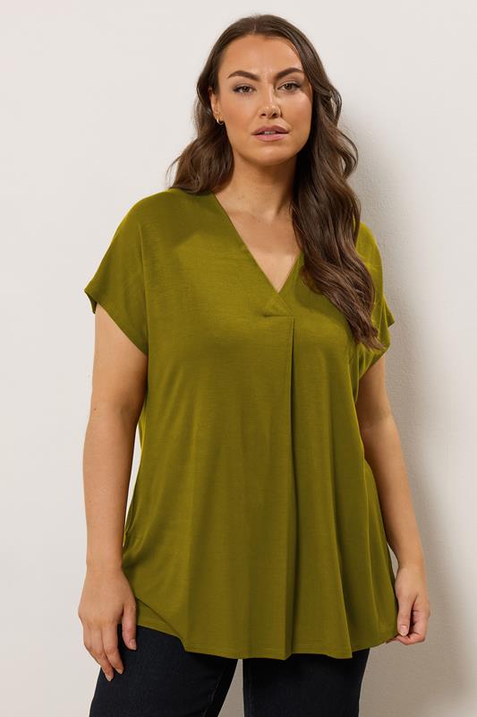 evans EVANS Curve Green Premium Jersey Pleat Swing Top