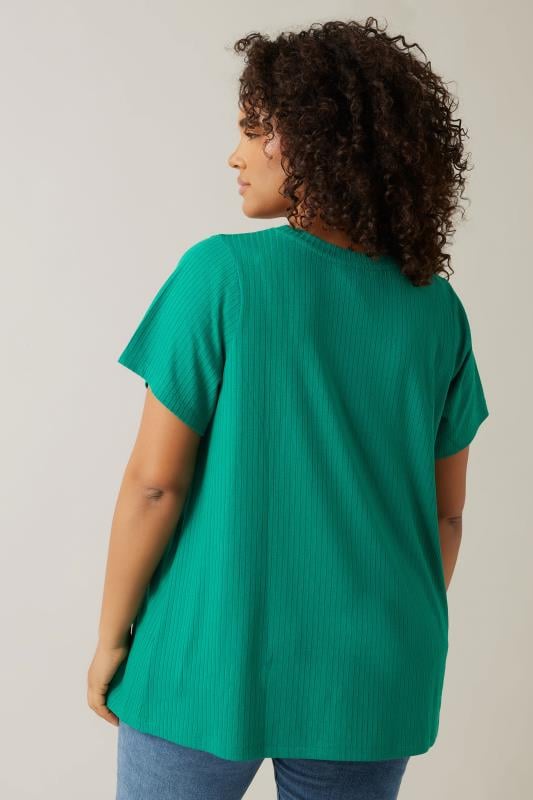 Evans EVANS Curve Green Premium Ribbed Modal Blend T-Shirt