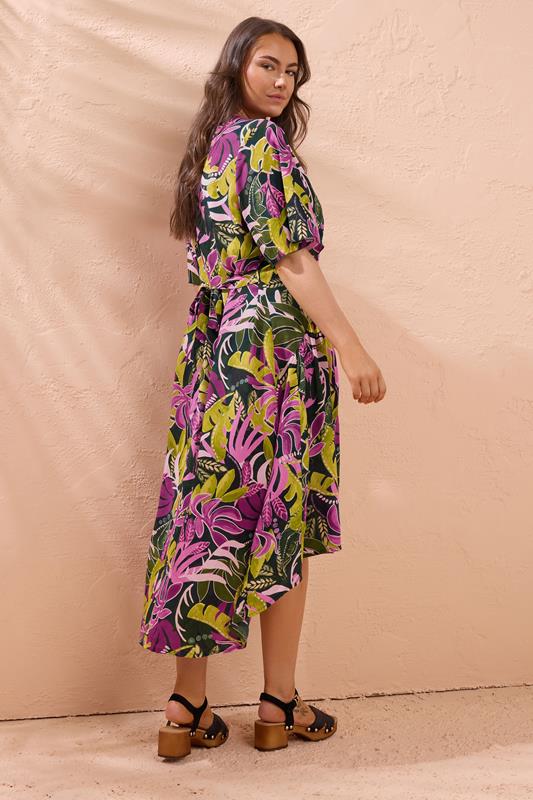 Evans EVANS Curve Green Tropical Print Modal Midaxi Dress