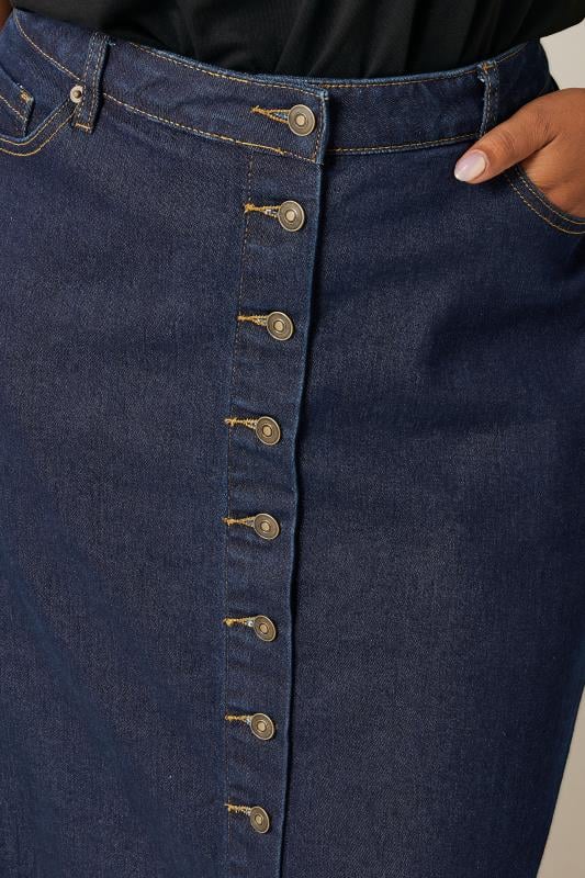 Evans EVANS Curve Indigo Blue Button Through Denim Maxi Skirt