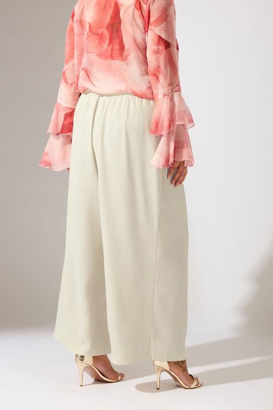 Evans EVANS Curve Ivory White Pleat Front Occasion Trousers