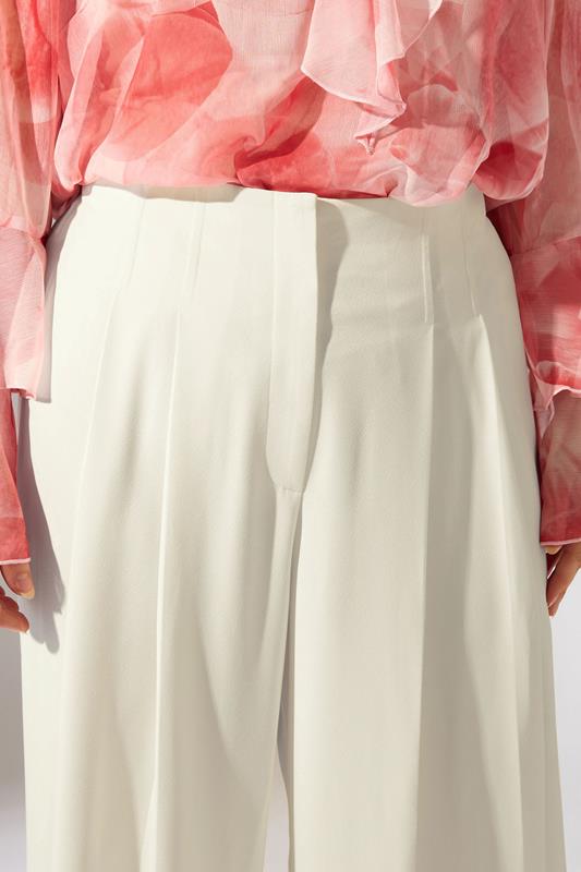 Evans EVANS Curve Ivory White Pleat Front Occasion Trousers