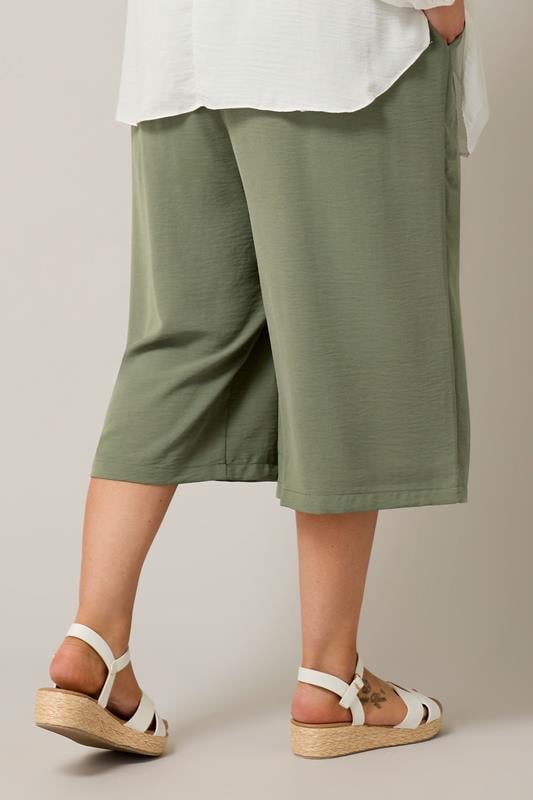 Evans EVANS Curve Khaki Green Cropped Pocket Culottes