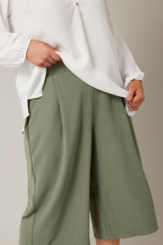 Evans EVANS Curve Khaki Green Cropped Pocket Culottes
