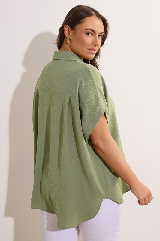 Evans EVANS Curve Khaki Green Grown On Sleeve Blouse