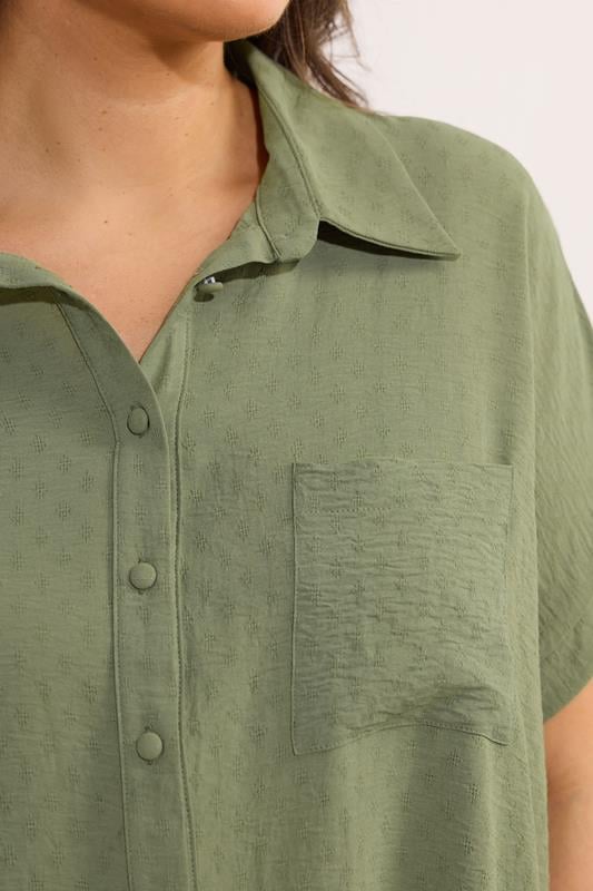 Evans EVANS Curve Khaki Green Grown On Sleeve Blouse
