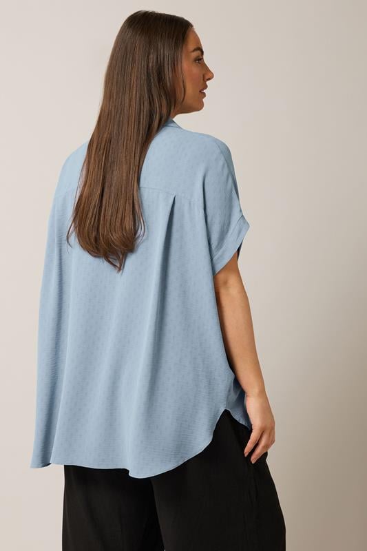 Evans EVANS Curve Light Blue Grown On Sleeve Blouse