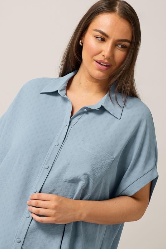 Evans EVANS Curve Light Blue Grown On Sleeve Blouse