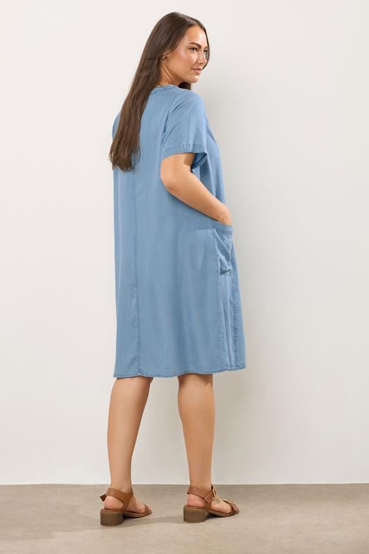 Evans EVANS Curve Light Blue Lyocell Denim Pocket Dress