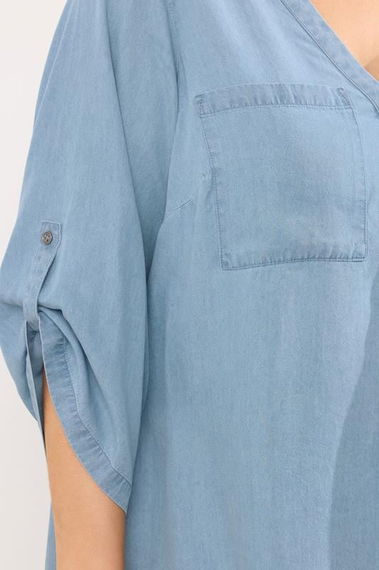 Evans EVANS Curve Light Blue Lyocell Overhead Utility Shirt