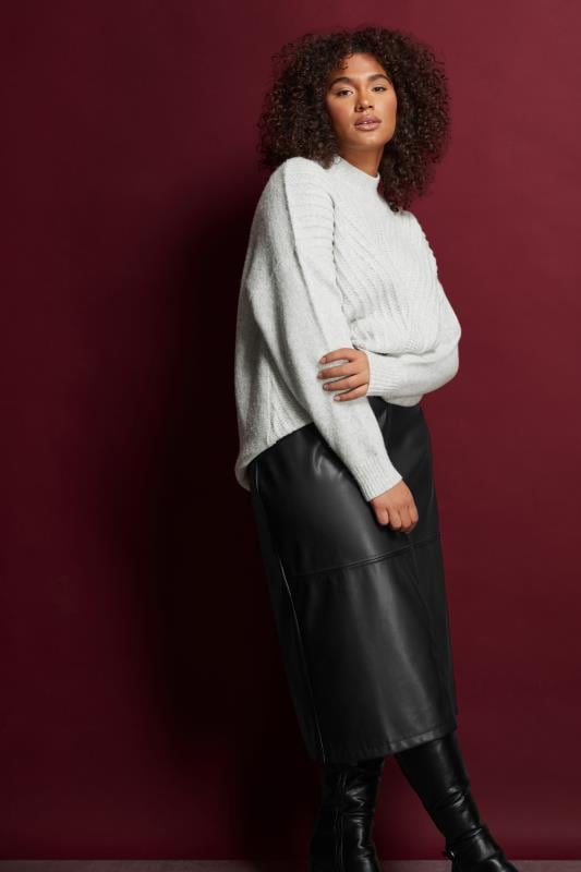 evans EVANS Curve Light Grey Knitted High Neck Jumper