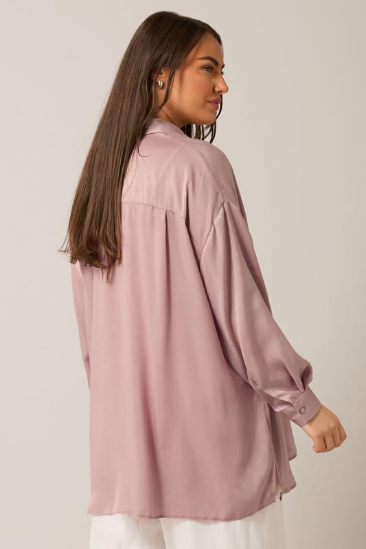 Evans EVANS Curve Light Pink Metallic Button Through Shirt