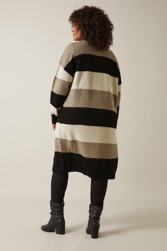 Evans EVANS Curve Natural Brown Colourblock Stripe Cardigan
