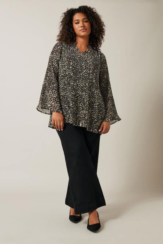 Evans EVANS Curve Natural Brown Leopard Print Blouse